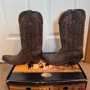 Old West Dark Brown Western Cowboy Boots
